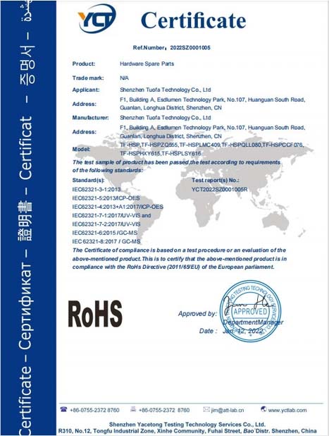 RoHS Compliant: Certificate