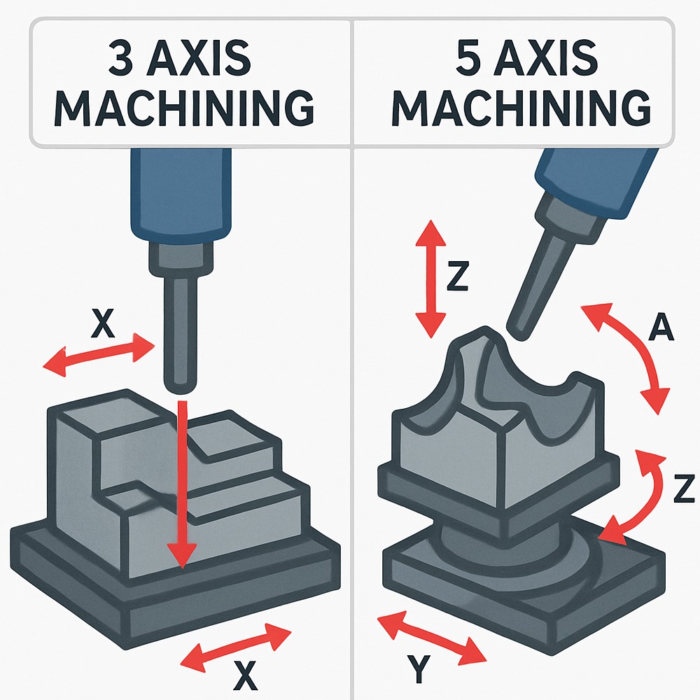 3 Axis vs 5 Axis Machining: Technical Differences & Industry Applications