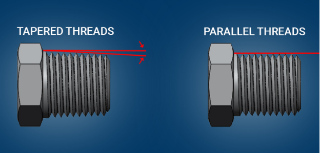 parallel threads and tapered threads