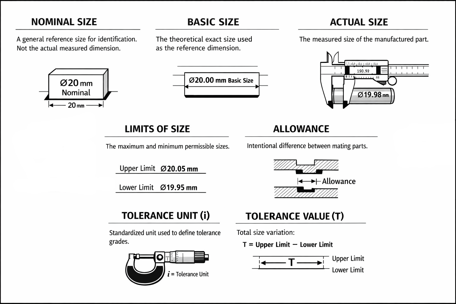 Important Terms in standard tolerance