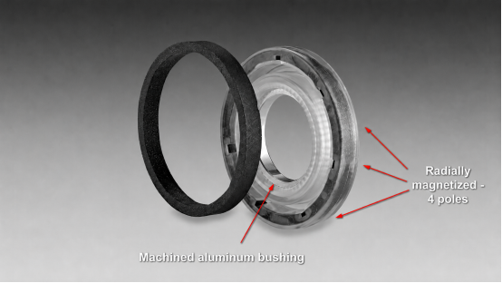 magnet and machined aluminum bushing