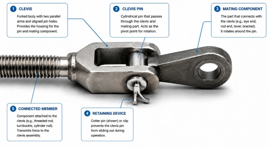 Main Parts of a Clevis Assembly