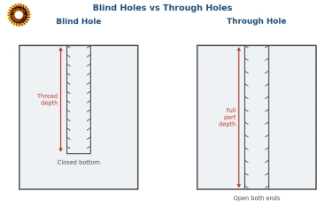 thread depth of blind holes vs through holes